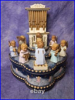 Erzgebirge Music Box Angel Organ Carved Wood Germany Vintage