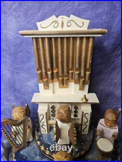 Erzgebirge Music Box Angel Organ Carved Wood Germany Vintage