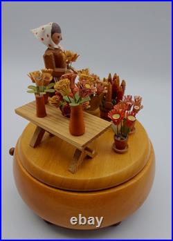 Erzgebirge Steinbach Music Box Blumenmarkt Flower Lady FLAWS READ BLUE Erzgebirge Steinbach Music Box Blumenmarkt Flower Lady FLAWS READ BLUE