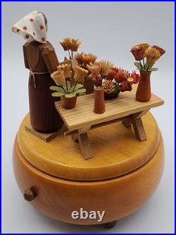 Erzgebirge Steinbach Music Box Blumenmarkt Flower Lady FLAWS READ BLUE