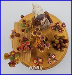 Erzgebirge Steinbach Music Box Blumenmarkt Flower Lady FLAWS READ BLUE