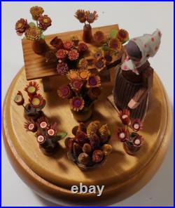 Erzgebirge Steinbach Music Box Blumenmarkt Flower Lady FLAWS READ BLUE