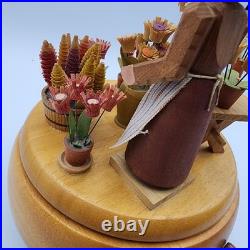 Erzgebirge Steinbach Music Box Blumenmarkt Flower Lady FLAWS READ BLUE