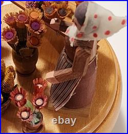 Erzgebirge Steinbach Music Box Blumenmarkt Flower Lady FLAWS READ BLUE