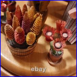 Erzgebirge Steinbach Music Box Blumenmarkt Flower Lady FLAWS READ BLUE