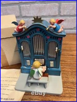 Erzgebirge Wooden Music Box Angel Playing Organ German Works