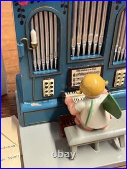 Erzgebirge Wooden Music Box Angel Playing Organ German Works
