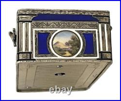 Exquisite Antique Enamel Sterling Silver Singing Bird Music Box Automaton