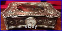 Exquisite Repousee Sterling (835) 2 Tune Music Box With Watch Mint Condition