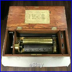 F159 Antique Original Swiss Musical Box 6 Airs Great Working Condition 1820s