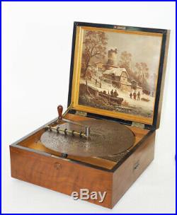 FASCINATING ANTIQUE KALLIOPE DISC MUSIC BOX WITH 10 BELLS You can hear me play