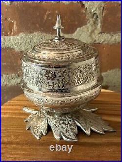 FRED ZIMBALIST Hand Etched Silver P. Trinket Swiss Thorens Music Box Rare Leaf