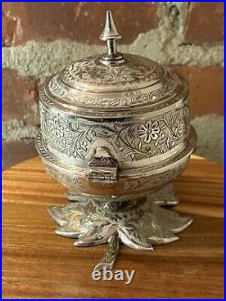 FRED ZIMBALIST Hand Etched Silver P. Trinket Swiss Thorens Music Box Rare Leaf