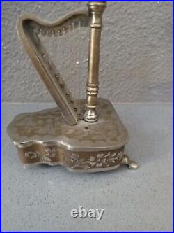 FRED ZIMBALIST Music Box- Etched Harp. Works Great