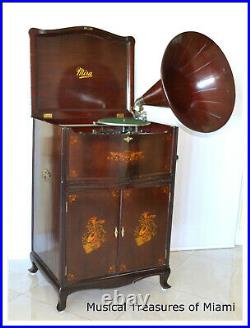 Fabulous Mira Miraphone Music Box & Phonograph We Ship Worldwide