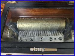 Fine Working Antique BA Bremond Cylinder Swiss Music Box Table Top 5 Songs