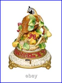 Fitz Floyd Partridge Pear Tree Musical Ceramic Music Box Figurine 12 Days Christ