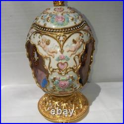Franklin Mint Faberge Porcelain Musical Carousel Horse Egg 14K Gold Accents