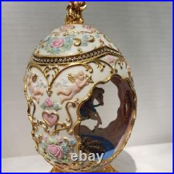 Franklin Mint Faberge Porcelain Musical Carousel Horse Egg 14K Gold Accents