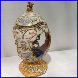 Franklin Mint Faberge Porcelain Musical Carousel Horse Egg 14K Gold Accents