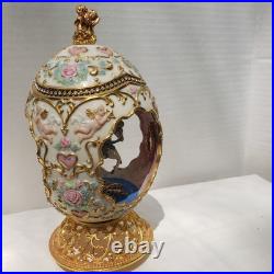 Franklin Mint Faberge Porcelain Musical Carousel Horse Egg 14K Gold Accents