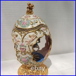 Franklin Mint Faberge Porcelain Musical Carousel Horse Egg 14K Gold Accents