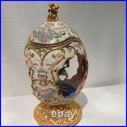 Franklin Mint Faberge Porcelain Musical Carousel Horse Egg 14K Gold Accents
