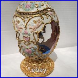Franklin Mint Faberge Porcelain Musical Carousel Horse Egg 14K Gold Accents