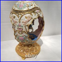 Franklin Mint Faberge Porcelain Musical Carousel Horse Egg 14K Gold Accents