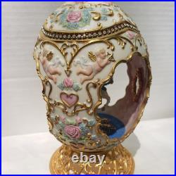 Franklin Mint Faberge Porcelain Musical Carousel Horse Egg 14K Gold Accents