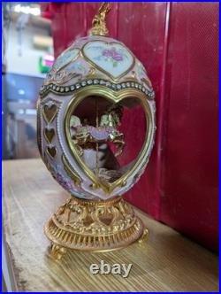 Franklin Mint Faberge Porcelain Musical Carousel Horse Egg Gold Accents