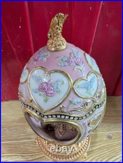 Franklin Mint Faberge Porcelain Musical Carousel Horse Egg Gold Accents