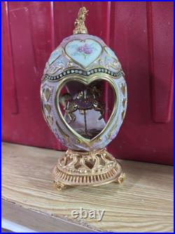 Franklin Mint Faberge Porcelain Musical Carousel Horse Egg Gold Accents