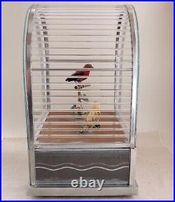 French Art Deco Automaton Singing Birdcage Glass Music Box Bird Cage Bontems Vtg