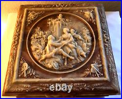 Geniune Incolay Stone Courting Victorian Couple Large Jewelry Trinket Box AS IS