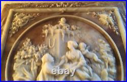 Geniune Incolay Stone Courting Victorian Couple Large Jewelry Trinket Box AS IS