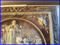 Geniune Incolay Stone Courting Victorian Couple Large Jewelry Trinket Box AS IS