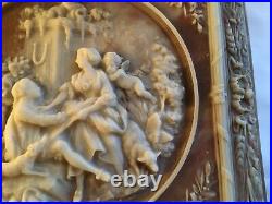 Geniune Incolay Stone Courting Victorian Couple Large Jewelry Trinket Box AS IS