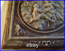 Geniune Incolay Stone Courting Victorian Couple Large Jewelry Trinket Box AS IS