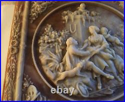 Geniune Incolay Stone Courting Victorian Couple Large Jewelry Trinket Box AS IS