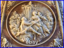 Geniune Incolay Stone Courting Victorian Couple Large Jewelry Trinket Box AS IS