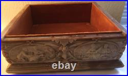 Geniune Incolay Stone Courting Victorian Couple Large Jewelry Trinket Box AS IS