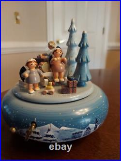 German Erzgebirge Volkskunst Christmas Carousel Angels procession music box