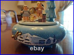 German Erzgebirge Volkskunst Christmas Carousel Angels procession music box