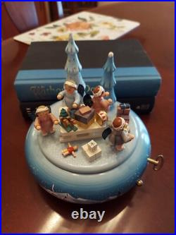German Erzgebirge Volkskunst Christmas Carousel Angels procession music box