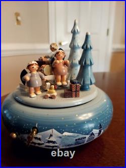 German Erzgebirge Volkskunst Christmas Carousel Angels procession music box