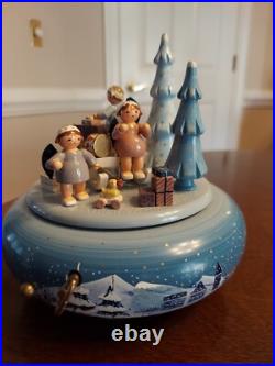 German Erzgebirge Volkskunst Christmas Carousel Angels procession music box