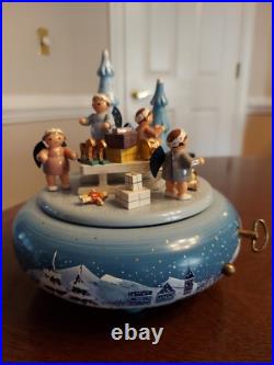 German Erzgebirge Volkskunst Christmas Carousel Angels procession music box