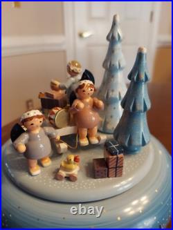 German Erzgebirge Volkskunst Christmas Carousel Angels procession music box