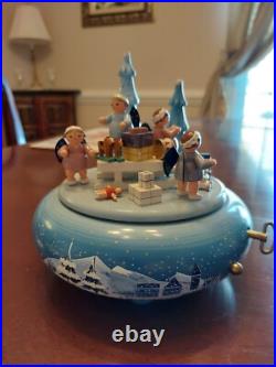 German Erzgebirge Volkskunst Christmas Carousel Angels procession music box